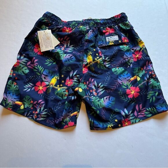 U.S. Surf Club Men's Swim Trunks Blue/Green Multi Tropical Print Size Large - Picture 2 of 7